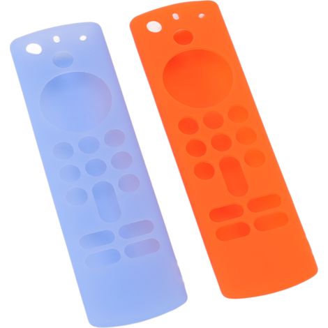 2 étuis de protection en silicone pour télécommande vocale 3e génération, antidérapants et antichocs avec cordon, bleu et orange lumineux (1/5)