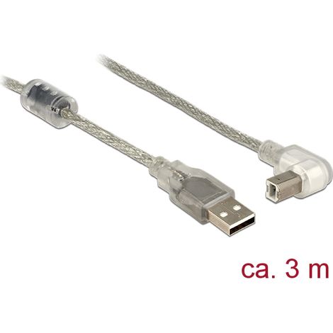 Delock cable usb 2.0 tipo-a macho usb 2.0 tipo-b macho sesgado 3,0 m transparente