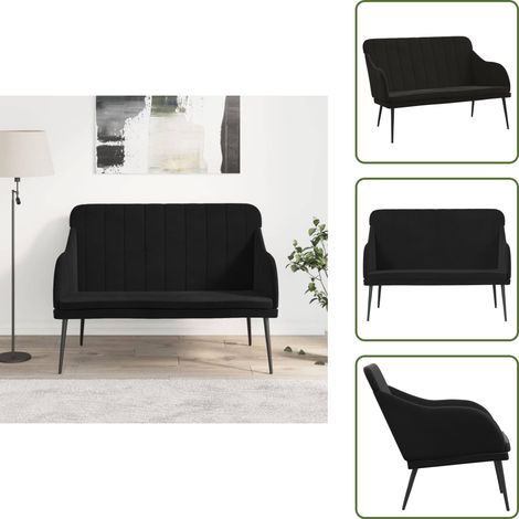 The Living Store Banco de terciopelo negro 110x76x80 cm - Banco negro