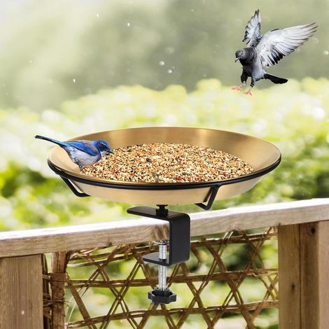 Gold Single Layer Splint Bird Bath Fence Feeder  Garden Multi-Functional Bird Care Tool