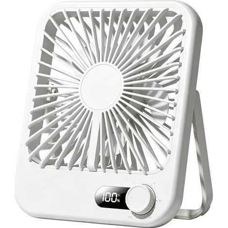 Ventilateur Bureau USB Rechargeable – 100 Vitesses LED Digital ，fin et léger– Appareil Fraîcheur Maison ，Voyage –Blanc (1/4)
