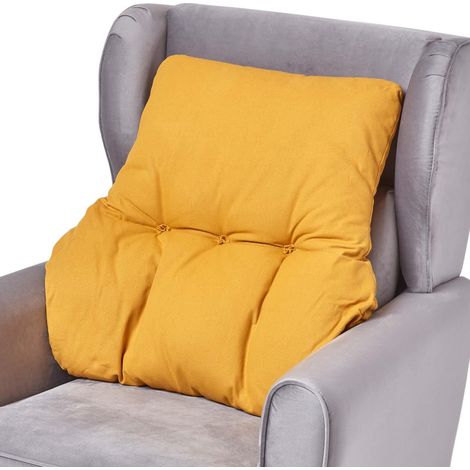 HOMESCAPES Coussin lombaire ergonomique en coton, Jaune moutarde