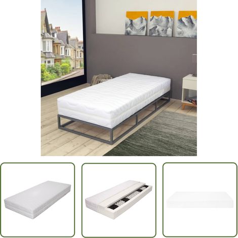 The Living Store Matelas 100 x 200 cm 7 zones Ressort ensaché 20 cm H2 - Matelas À Ressorts Ensachés - Matelas Double Zone - Matelas Confortable - Matelas Orthopédique - Literie (1/5)