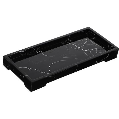 Plateau de Rangement en Résine Noir Effet Marbre, Multi-Usage et Facile à Nettoyer, pour Salle de Bain ou Hôtel, Design Simple et Élégant'-'- (1/5)