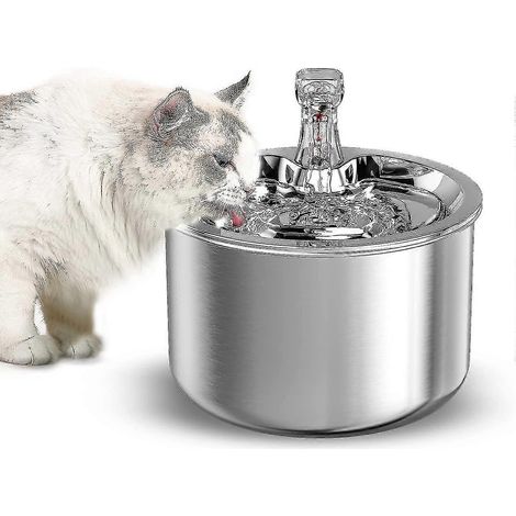 Fontaine à eau pour chats et chiens, en acier inoxydable, 2 l, ultra-silencieuse, avec distributeur d'eau USB – Conforme à la réglementation européenne (1/5)