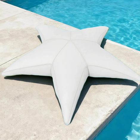 Cyan Imperméable Housse de Pouf (sans Remplissage) Pentacle Pouf Exterieur Fauteuils Poire en Maille, Canapé Géant Chaise Longue à l'extérieur et l'intérieur(White,L-140cm-empty Cover) (1/5)