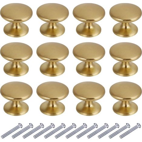 (12pcs, gold), 27mm, Round Door Knobs Drawer Knobs 27mm Furniture Handles for Cupboard Cabinet Kitchen (1/5)