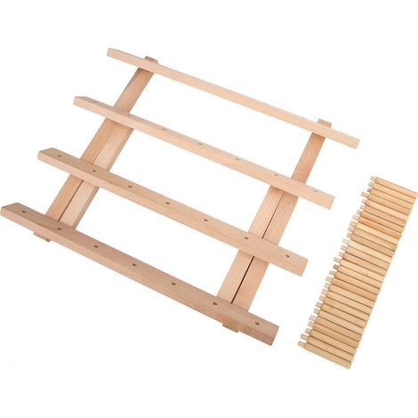 Porte-fil ciré en bois hêtre 4 rangées, robuste et durable, support de rangement pour fil à coudre, art du cuir DIY, étagère à fil de cire, 4 niveaux (1/5)