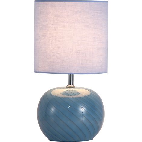 Searchlight Fete Lampe de table, verre bleu, abat-jour en lin 1x E27 (1/5)