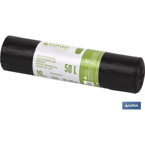 Sacco della spazzatura 60x80 Calibro 120 50 L Colore nero 10 unità
