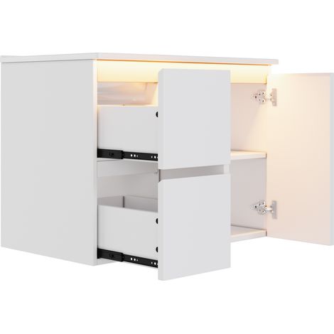 Wandmontierter Waschtisch 76 x 47 x 57 cm Weiß mit LED Sensorlicht und Keramikbecken (1/5)