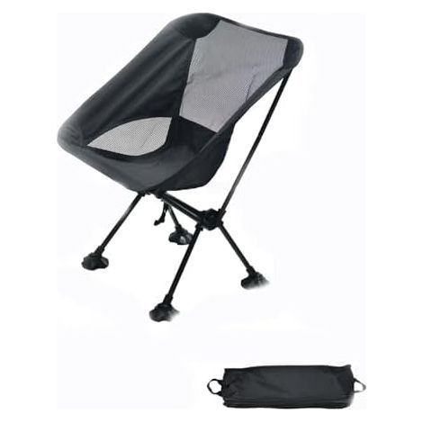 Chaise de camping pliante ultralégère – Tabouret d'extérieur portable – Siège de voyage léger pour la randonnée, la pêche, la plage (1/5)