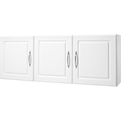 VEVOR Wandschrank für Waschküche Wandschrank, 2-stöckiger Wandhängeschrank (316 x 1372 x 516 mm) mit 3 Türen, Schrank-Organizer mit verstellbarem Regal, für Küche Garage Wäscherei weiß (1/5)