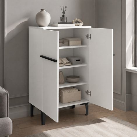 Zapatero con doble puerta, estantes regulables, 95 x 60 x 34,5 cm, blanco y negro HAVRYA (1/5)