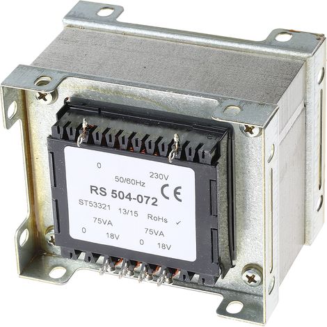 Transformateur à montage sur châssis, Vin 230V c.a., Vout 18V c.a., 2 sorties, 150VA ( Prix pour 1 )