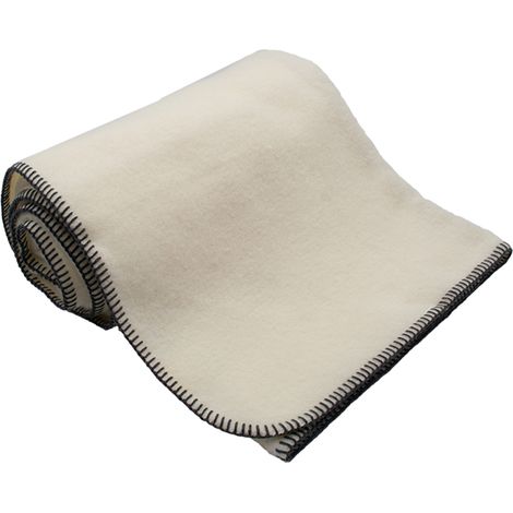 Couverture pure laine vierge naturelle finition point de cheval Gris 180x240 cm (1/3)