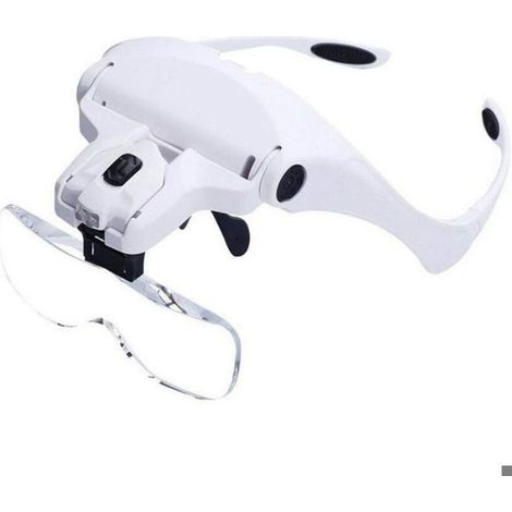 Loupe Serre-Tete - 5 Lentilles Interchangeables 1 0X 1 5X 2 0X 2 5X 3 5X - Éclairage 2 LED Réglable - Pour Travail de Précision Bijouterie Couture Montres - 1 Pièce (1/3)