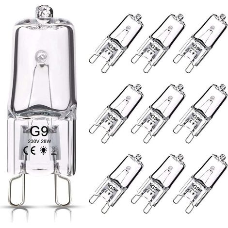 Lamps Halogene (12 pièces), G9 Ampoule Halogene, 28W 230V, 370LM 2800K Blanc Chaud Dimmable, Lampe à Capsule Transparente pour Lustres, Lampes d'armoire, Lampes de paysage, Appliques Murales (1/5)