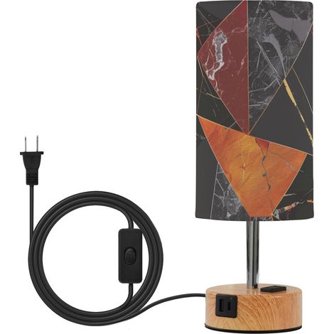 Petite lampe de table abstraite en marbre obsidienne avec ports (1/5)