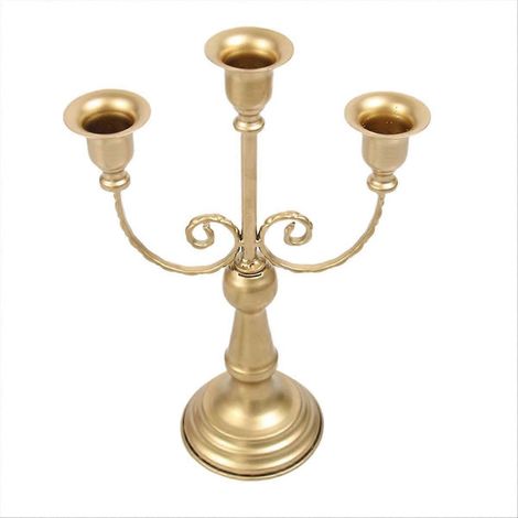 Goldener Metallkerzenständer, elegantes Tischaccessoire, handgefertigte Wohndekoration, 2er-Set, minimalistischer Stil, perfekt für Hochzeiten oder schicke Interieurs. (1/5)