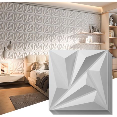 Art3d – Set mit 20 dekorativen 3D-Wandpaneelen, PVC-Wanddekoration für den Innenbereich (1,77 m²), 30 x 30 cm, Weiß (B)