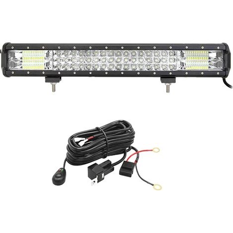 Barra de luz LED de alto brillo, resistente a la intemperie, 20 pulgadas, 288 W, con cable. (1/2)