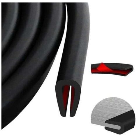 Kantenschutz aus EPDM-Blech, U-förmige Gummidichtung, Autotürdichtung, schwarzer Klebegummischutz für Metall und Glas (3 m, 2 mm) (1/5)