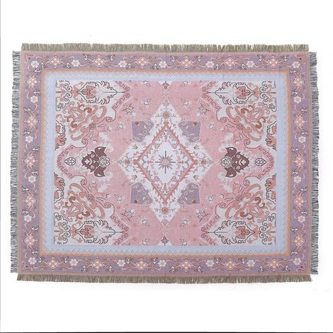 1 Pice 160x130cm Couverture Plaid Modle Rose Tricote Dcore Avec Des Franges Bohme Simple Doux Confortable Protger Contre Le Froid Pour Canap Sofa (1/5)