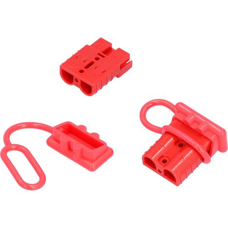 Connecteur électrique rapide 50A 12-36V DC avec poignée pour treuil de récupération, fiche débrochable rouge, adaptateur batterie robuste. (1/5)
