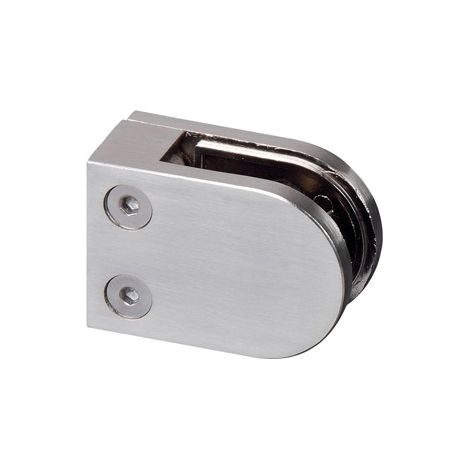 Deco Fer Forge – Pince à verre fixation sur plat en zamac brossé – Pour verres de 8 à 12,76mm d'épaisseur – Hauteur 64mm, largeur 45mm