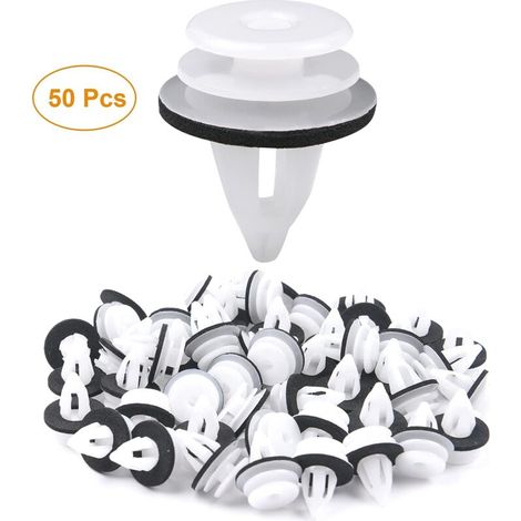 Clip de Fixation de Voiture, 50PCS Universal Retenue Vehicle Clips Rivets en Plastique, Fixation de Carrosserie Garniture de Voiture pour Auto Voitures Panneaux de Portes (1/4)