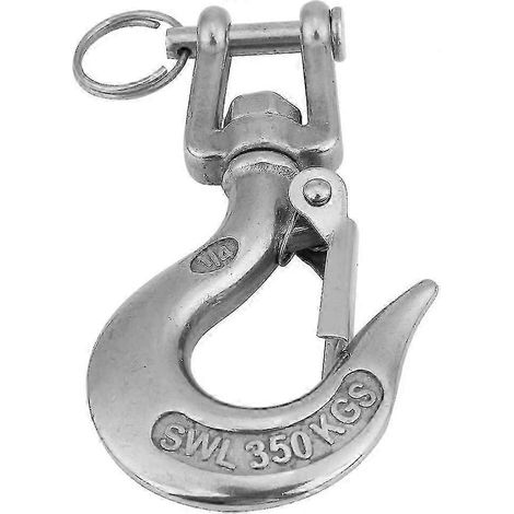Crochets de sécurité, crochets de levage pivotants, anneaux de levage pivotants, chaînes de levage, mousquetons, grues de chantier (argent) (1 pièce) (1/5)