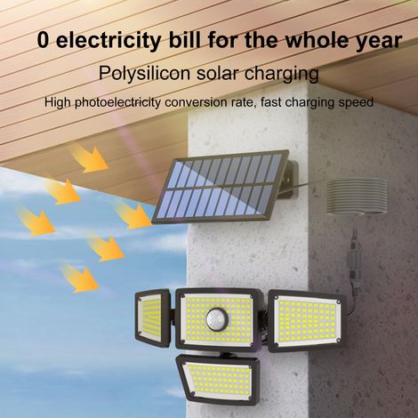 Ortviai Applique Solaire Extérieure Étanche avec Capteur de Mouvement pour Jardin, Cour ou Terrasse – TY10811, 283 LED (1/4)