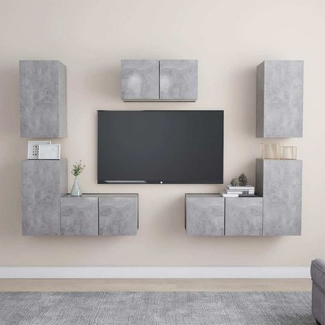 vidaXL 7 Piece TV Cabinet Set Concrete Grey Engineered Wood (1/5)