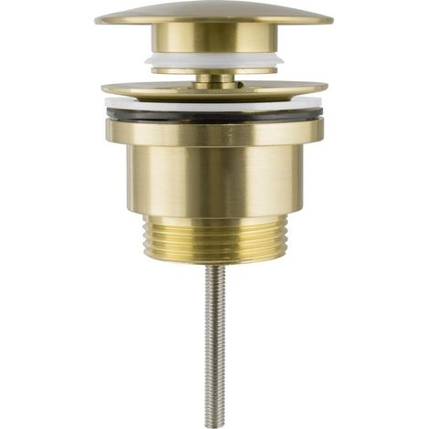 Bouchon universel pour lavabo et bidet avec ou sans trop-plein en or brossé pour bonde (1/2)