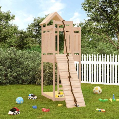 Maisonnette de jeu avec mur d'escalade  Aire de Jeux Maison enfant exterieur bois massif de pin 90271 (1/5)