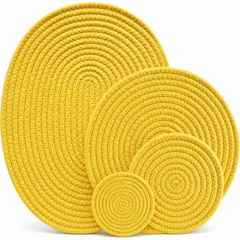 dessous-de-plat isolant jaune 11 cm en coton pour la maison