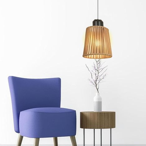 Bohemian Rattan Lampshades, Diameter 14.5 cm, Height 14 cm, for Table Lamp, Floor Lamp, Ceiling Light, Mirror Lamp, Paper Lamp, Replacement Lampshade for Living Room, Bedroom (Pack of 2) (1/5)