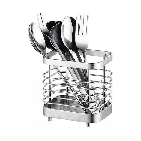 Porte-couverts en acier inoxydable, égouttoir de cuisine argenté – (1/5)