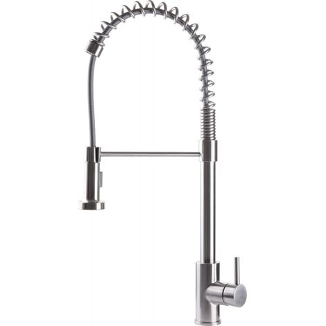 Rubinetto Cucina Miscelatore Monocomando Lavello con Molla Girevole in Acciaio Inox (1/2)