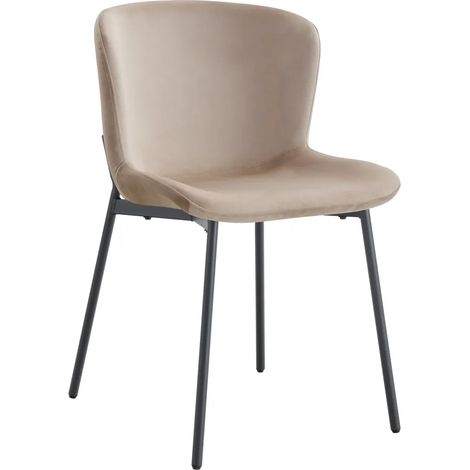 Lot 4 Chaises Salle à Manger Elen Velours Moka Pieds Métal Noir (1/5)