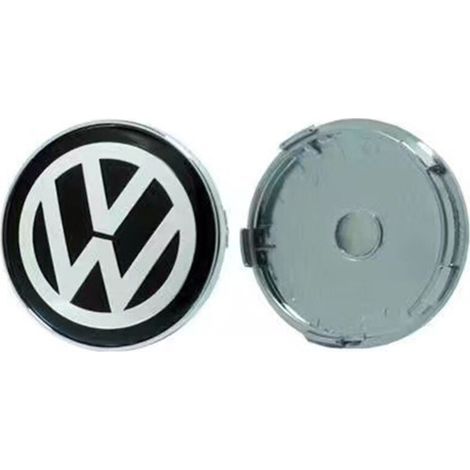 Allauve – Cache-moyeu de roue 60mm pour Volkswagen Golf, Passat, Polo, Jetta, Bora, Santana – Alliage d’aluminium résistant à la corrosion – Kit 4 pièces noir (1/2)