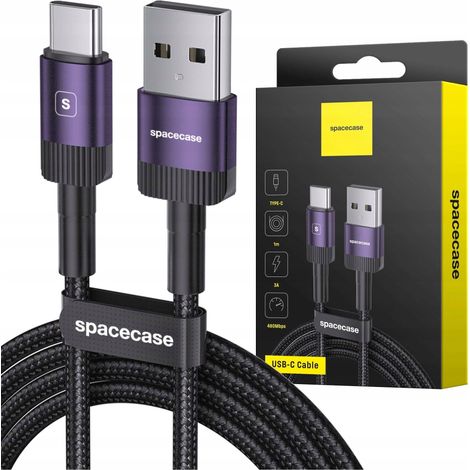 Cavo USB-C per ricarica rapida, compatibile con Samsung, 1 m, 3 A, colore viola. (1/5)