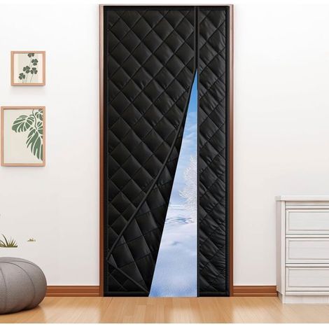 Rideau Porte Isolant Thermique Magnétique 90x210 cm Anti Froid Coupe Vent Économie Énergie Sans Perçage Noir (1/5)