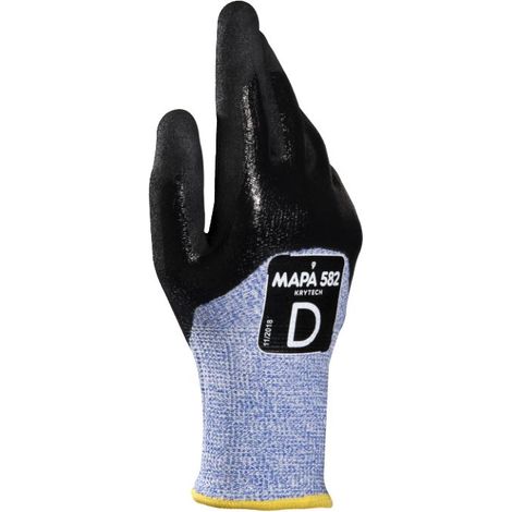 Gants de manutention Mapa KRYTECH 582 taille 6, 12 Paires, Noir/bleu ( Prix pour Paquet de 12 Paires )