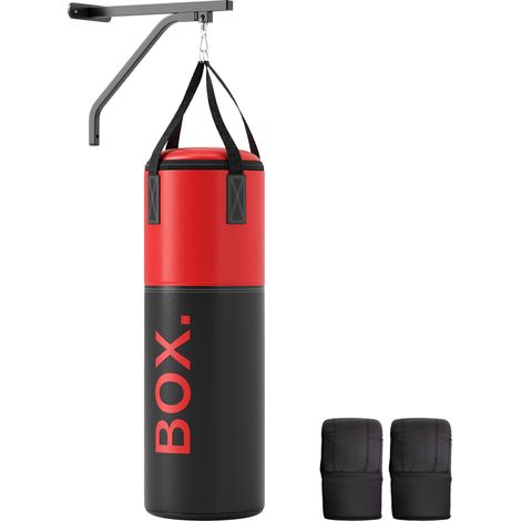 Complete Unfilled Punching Bag Set with Bracket, Gloves, Hand Wraps, 360° Swivel Hook for Home Boxing Training (1/5)