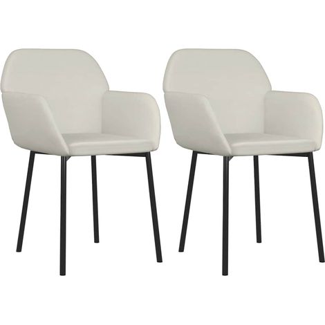 Maison Exclusive - Esszimmerstühle 2 Stk. Creme Samt (1/5)
