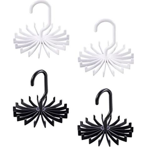 Porte Cravates - Non spécifié - 4 Pcs - Rotatif 360° - 20 Crochets - Noir/Blanc (1/4)