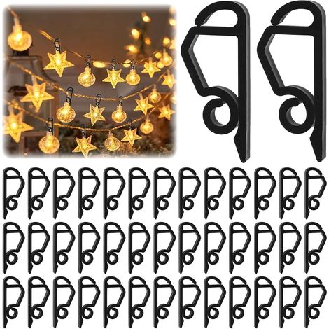 120 Pièces Crochet Guirlande Exterieur, Clips Lumineux de Noël pour Guirlande Lumineuse Exterieure, Accroche Guirlande Exterieur pour Décoration Extérieure de Noël (noir) (1/5)