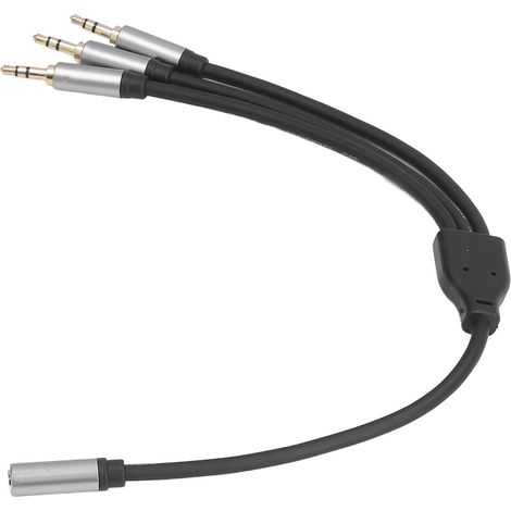 3,5-mm-TRRS-auf-3,5-mm-Stereo-Splitterkabel (weiblich/männlich) für Mobiltelefone, PCs, Tablets, Laptops und Gaming-Headsets, 30 cm (1 Fuß), 1 weiblicher Stecker auf 3 männliche Stecker. (1/5)